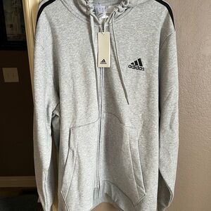Adidas Men's Gray Zip-Up Sweater